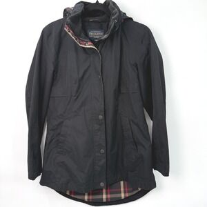 Pendleton Plaid Lined Hooded Rain Jacket Women S Black Gorpcore Minimalist